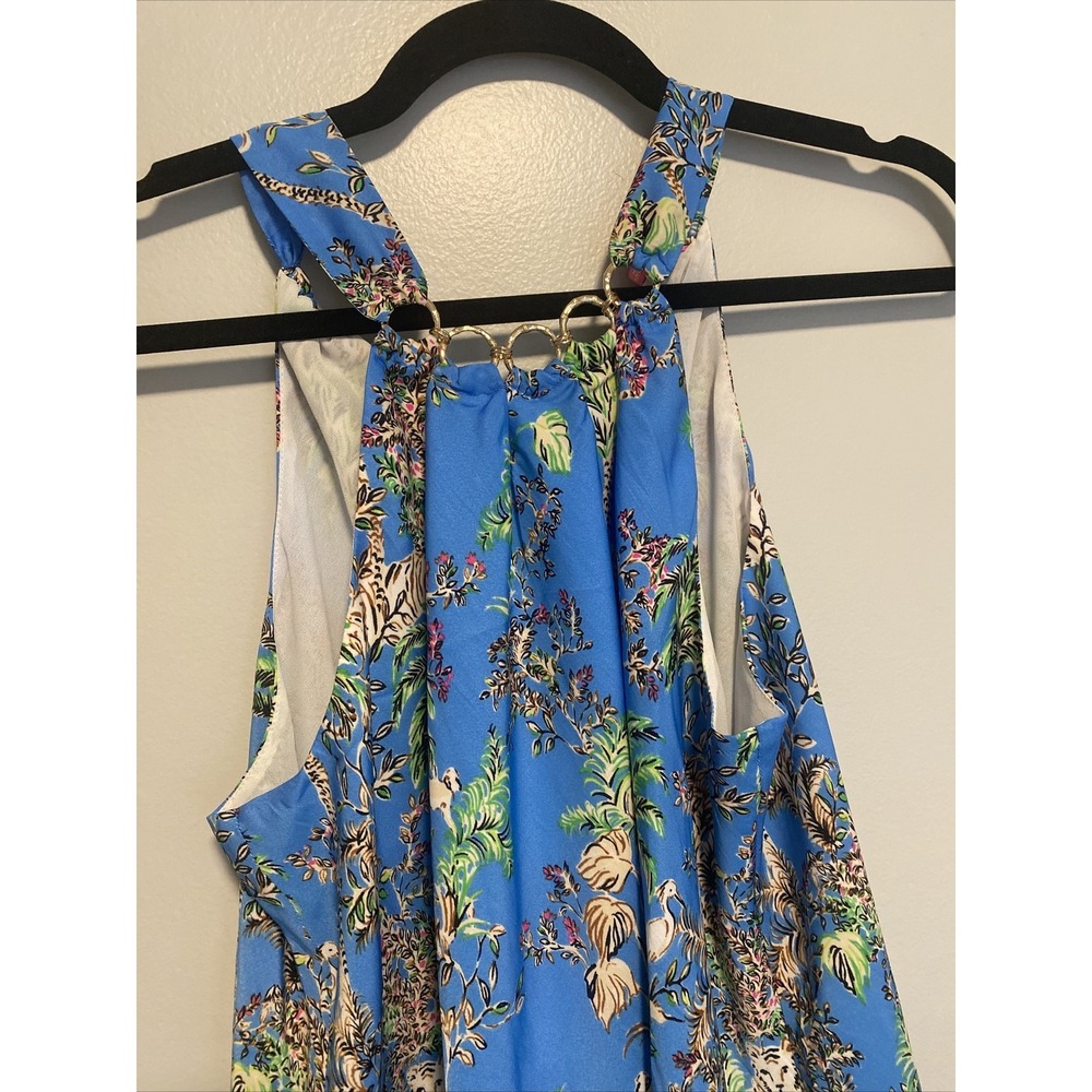 Lilly Pulitzer Julien Top Size Small Blue Thistle Tiger Queen - Picture 2 of 8